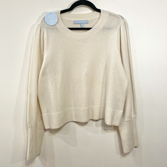 New Hill House Sylvie 100% Merino Wool Puff Sleeve Sweater Ivory XL fit - Picture 3 of 8